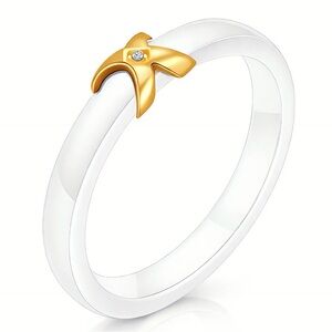 RING white 18K GOLD PLATED STEEL SIZE 7